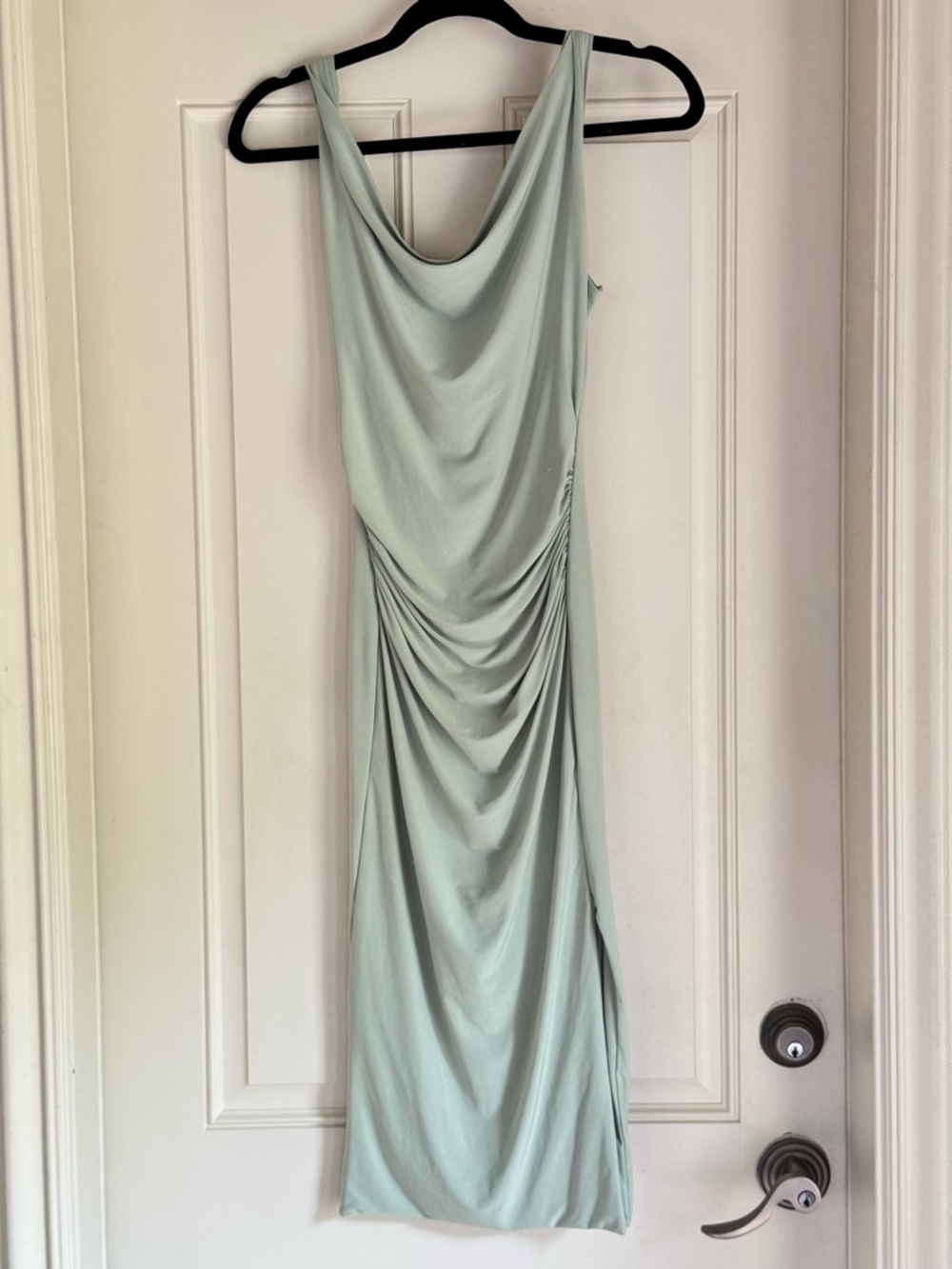 Nasty Gal Light Sage Cowl Neck Midi Dress